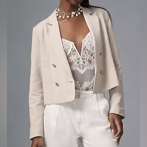 Anthropologie Dolan M Pleated-Back Cropped Blazer